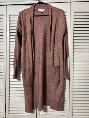 Liz Claiborne Pink Heathered Open Front Cardigan